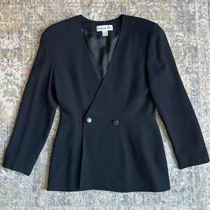 Christian Dior Vintage Wool Black Double Breasted Blazer Jacket Size 8